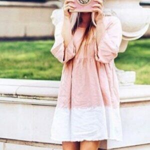 Anthropologie Holding Horses Lilibet Dress Pink Two Tone Raw Hem Keyhole Size 2